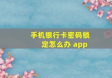 手机银行卡密码锁定怎么办 app